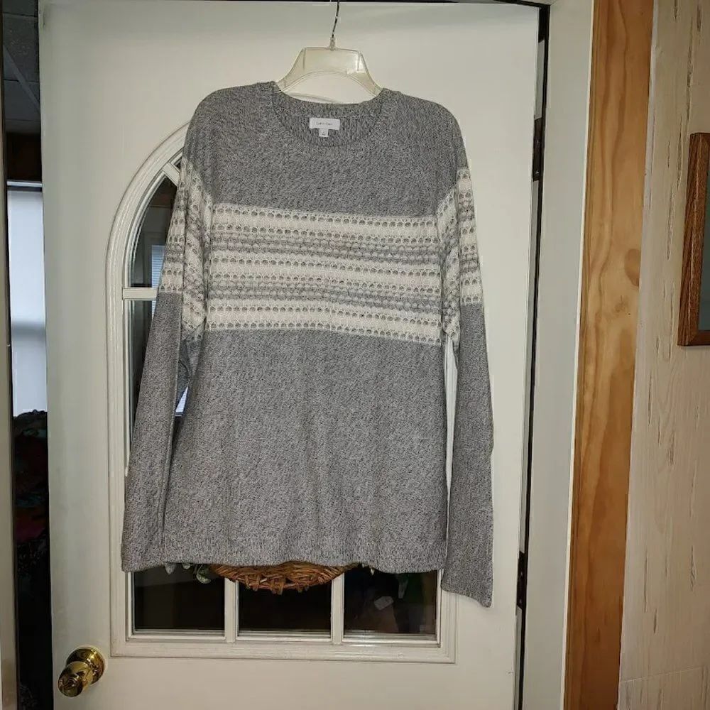 New Calvin Klein Gray White Sweater Size Women's XL